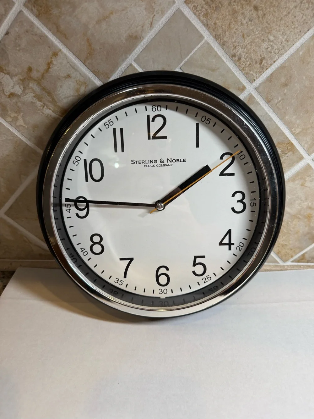 Sterling & Noble Clock company Wall Clock 9.5in Black Plastic Quartz Analog EUC